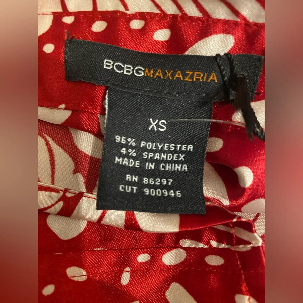 BCBGMaxAzria Red and Cream Button Down Shirt - Picture 9 of 14